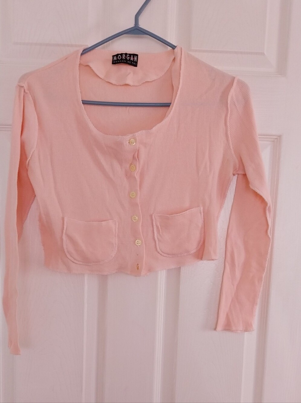 Made In France 100% Cotton Morgan ribbed Button-Up Top with Scallop Neck